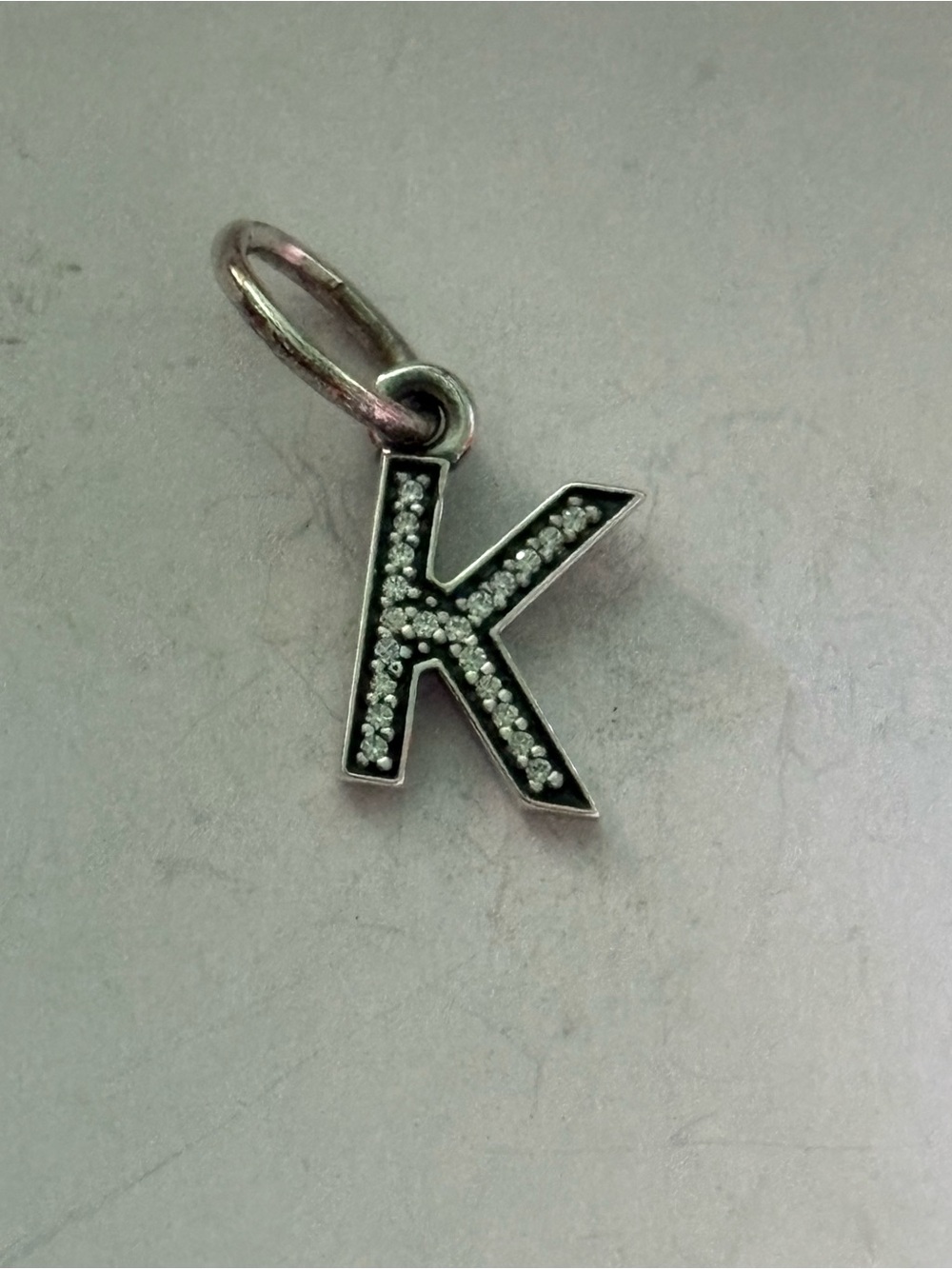 Pandora Silver Crystal 'K' Letter Charm